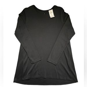 J. Jill Perfect Pima Cotton Delicate Trim Tunic Black Petite M
